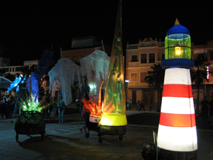 Carts with marine-themed décor